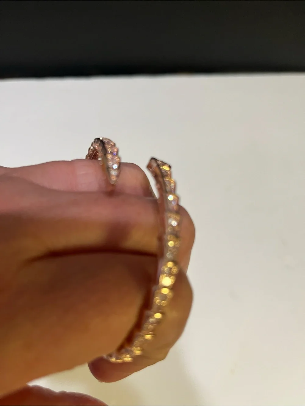 Elegant Rose Gold CZ Snake Bracelet Bangle Small